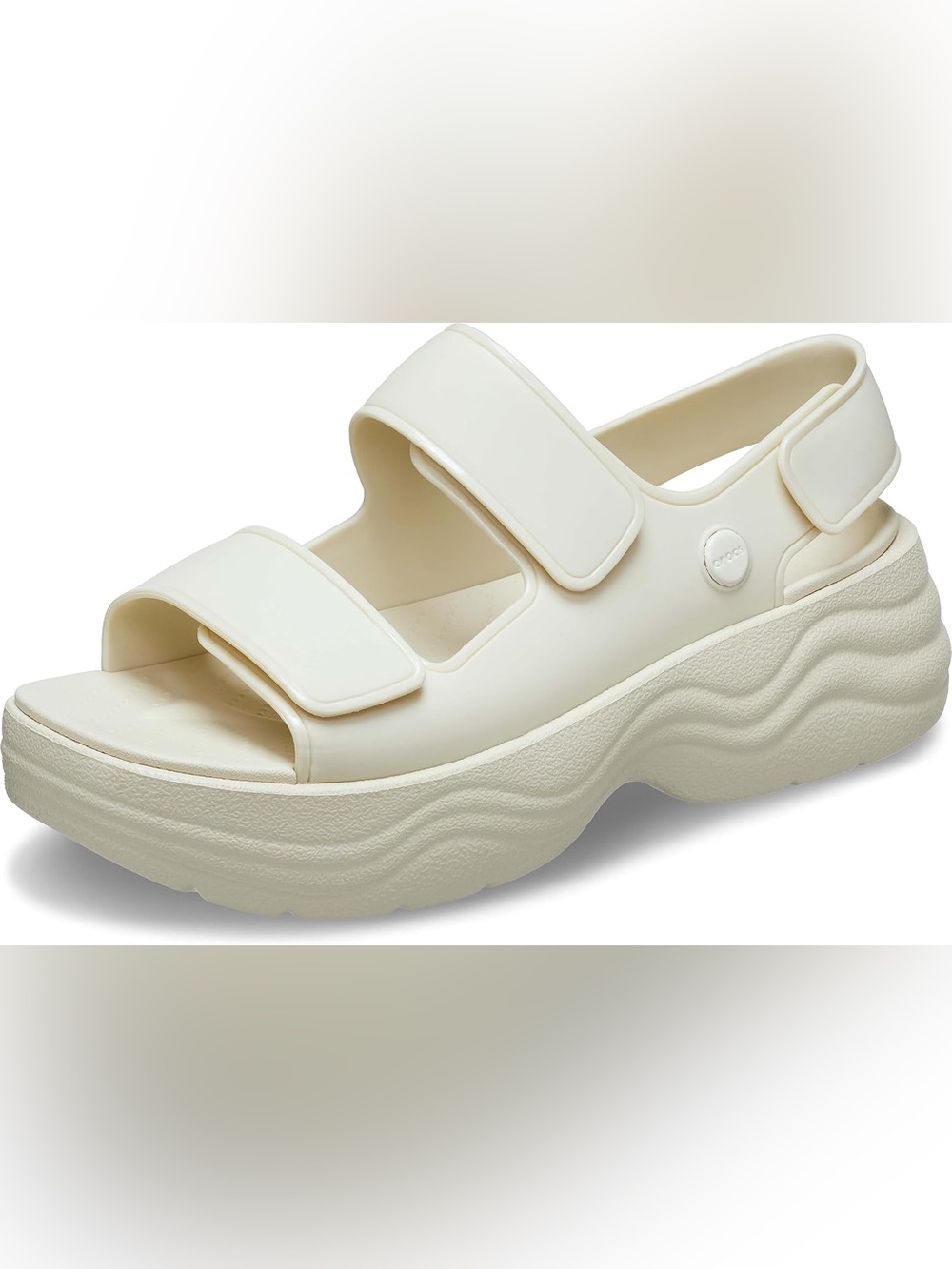 CROCS Women's Cream Platform Dual Velcro Slide Sandals